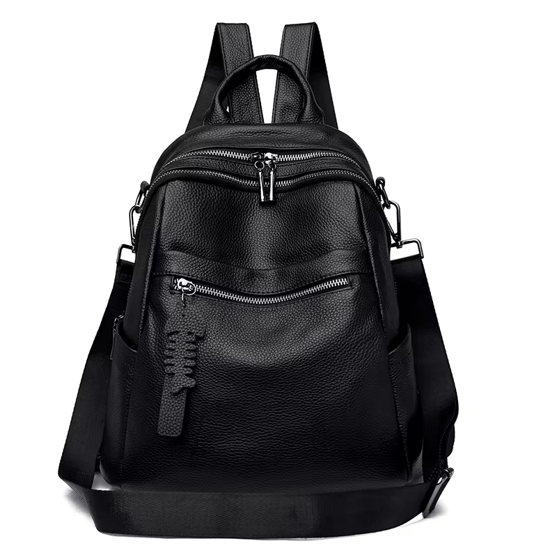 Sac à dos en cuir véritable pour femmes, sac à dos décontracté pour filles, sac à dos de voyage gran