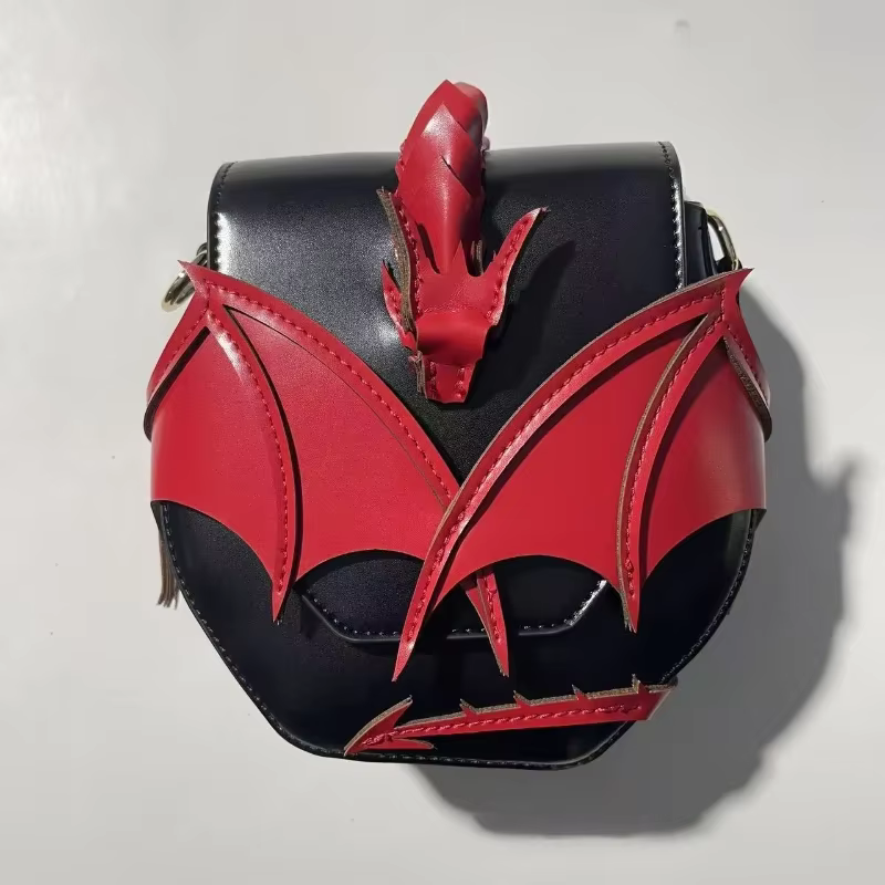 Sac bandoulière 3D Dragon Wing pour femme, sacoche cool en cuir PU avec design créatif contrasté, te