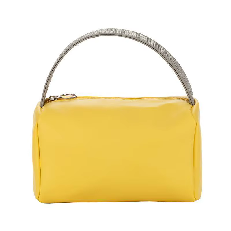 Sac de maquillage en cuir PU imperméable avec poignée supérieure robuste, grande capacité pour le ra