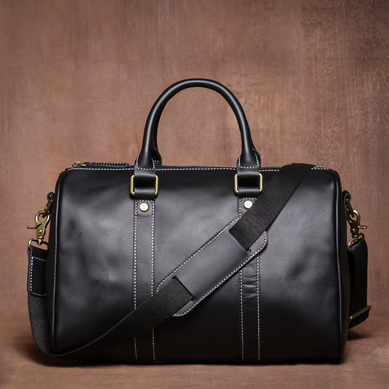 GURO-Sacs de voyage rétro en cuir de vachette pour hommes et femmes, sac à main en cuir véritable, l