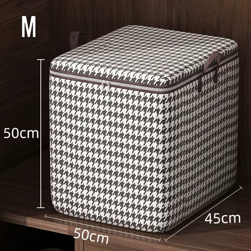 Sac de rangement pied-de-poule avec fermeture éclair anti-poussière, couverture, essentiel de garde-