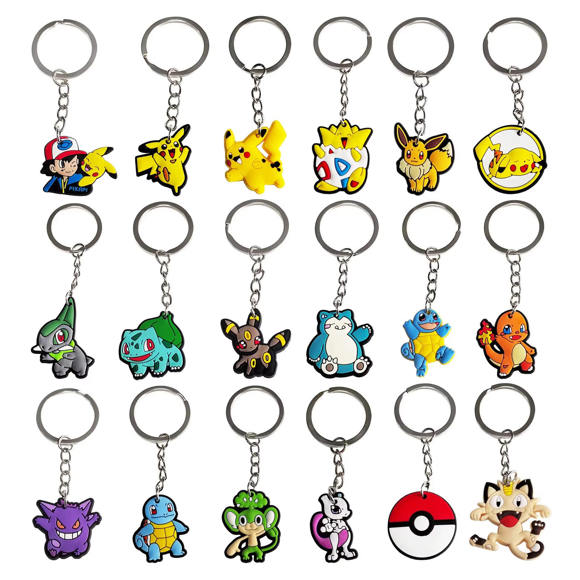 Porte-clés PokeMoned, pendentifs Pika pour sacs à dos, accessoires, souvenirs, prix de festival pour