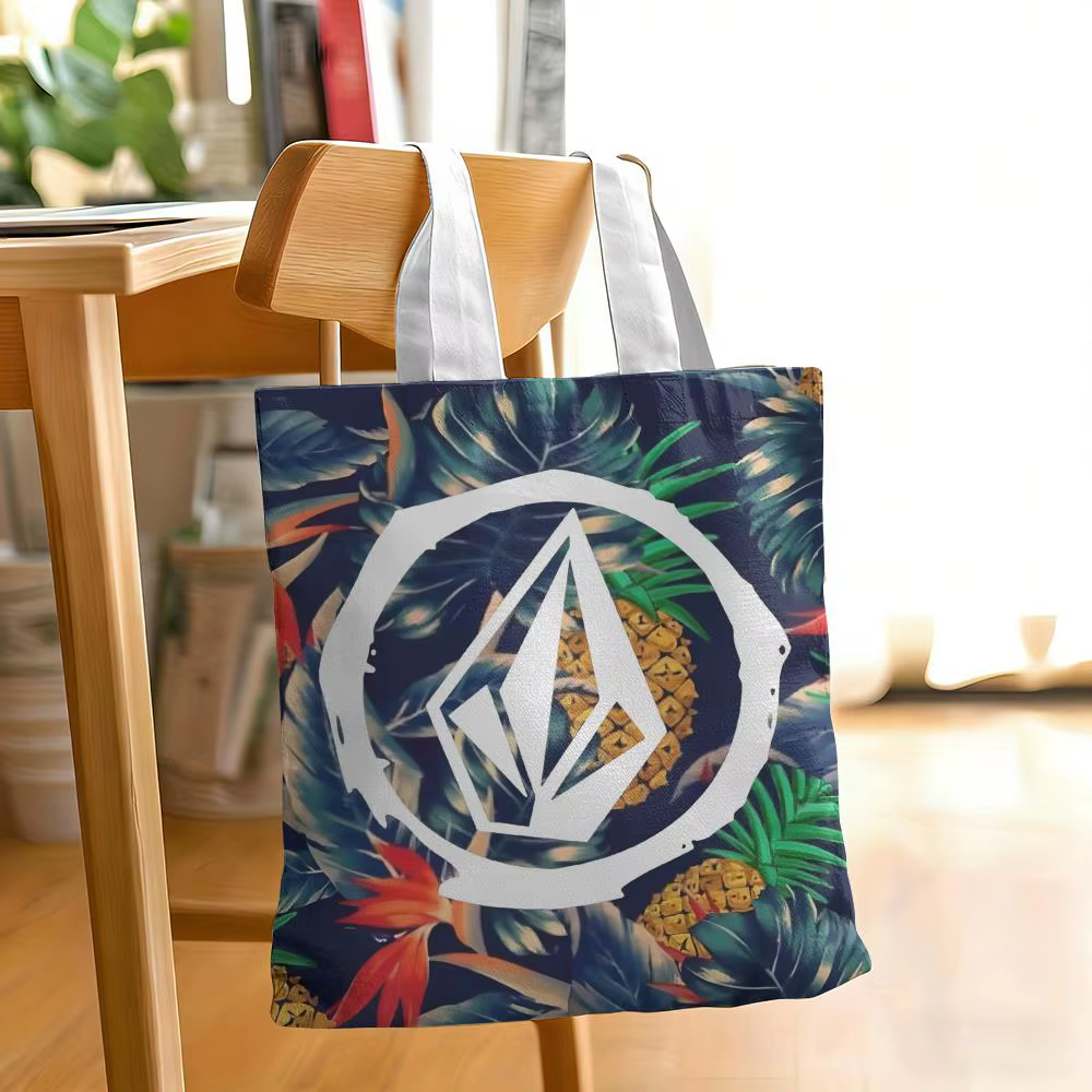 Sacs de rangement Fashion V-Volcom, sac fourre-tout en toile imprimé double face, sac à main à bando