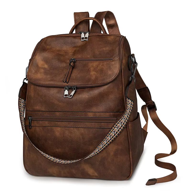 Grand sac à dos en cuir pour femmes, pour ordinateur portable, 15.6 pouces, étanche, décontracté, mo