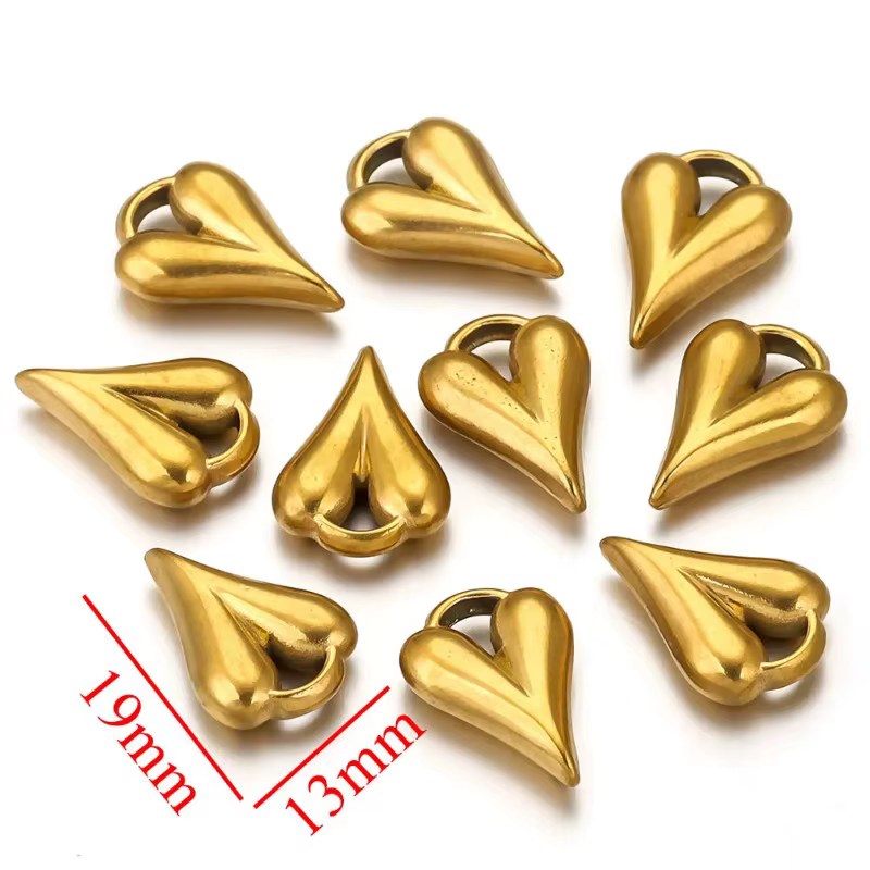 Breloques en forme de cœur en acier inoxydable, couleur or, pour la fabrication de bijoux, colliers,