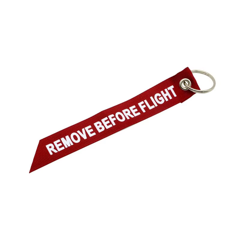 Broderie supprimer avant le vol porte-clés étiquettes de bagages spéciales chaîne rouge porte-clés A