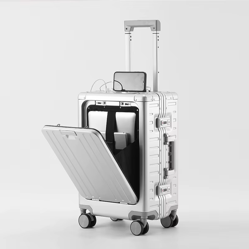 KLQDZMS valise ouverture avant boîte d'embarquement entièrement en aluminium alliage de magnésium bo