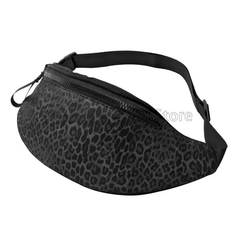 Sac banane imprimé léopard noir pour hommes et femmes, sac de taille avec ceinture, poche à bandouli