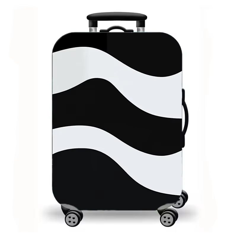 Housse de protection pour bagages, lignes ondulées abstraites, imprimé noir, rouge et or, housse de 