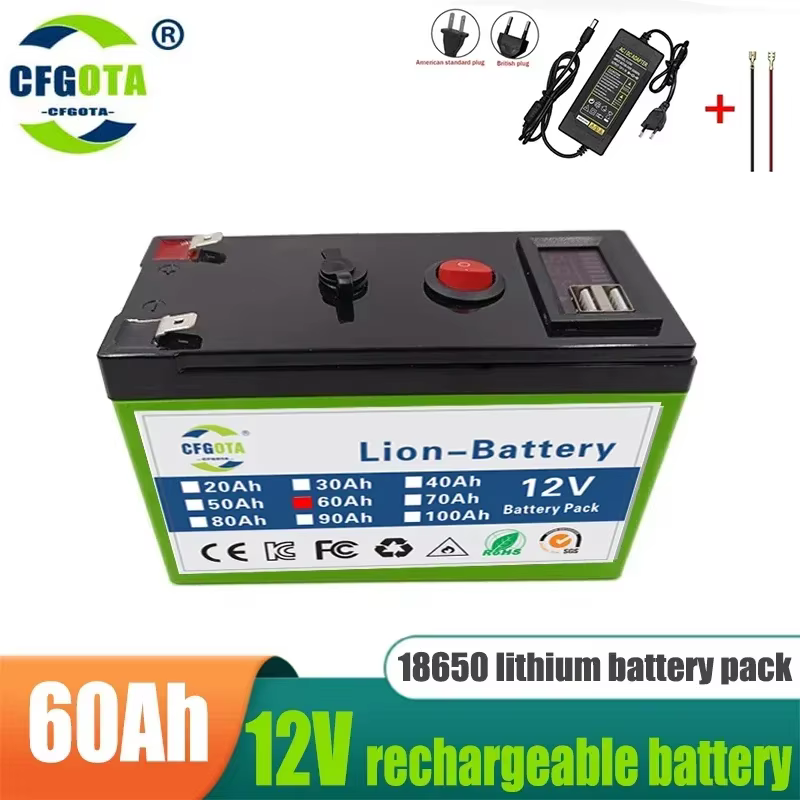 Batterie au lithium aste pour véhicule électrique à énergie solaire, chargeur 18650 V 3A, 12V, 100Ah