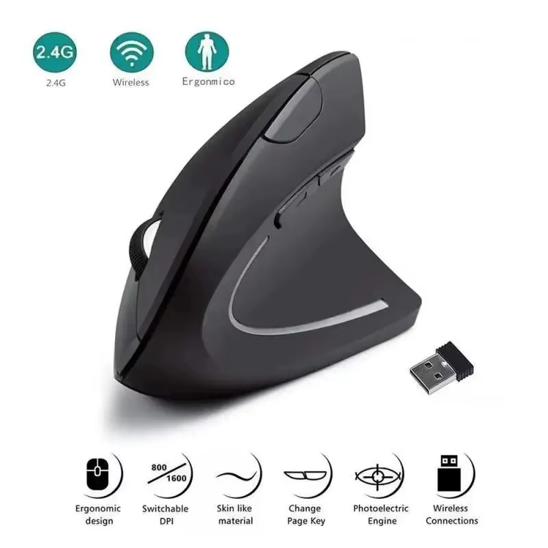 Souris d'ordinateur rechargeable, ergonomique, sans fil, 1600DPI, prise en main confortable, longue