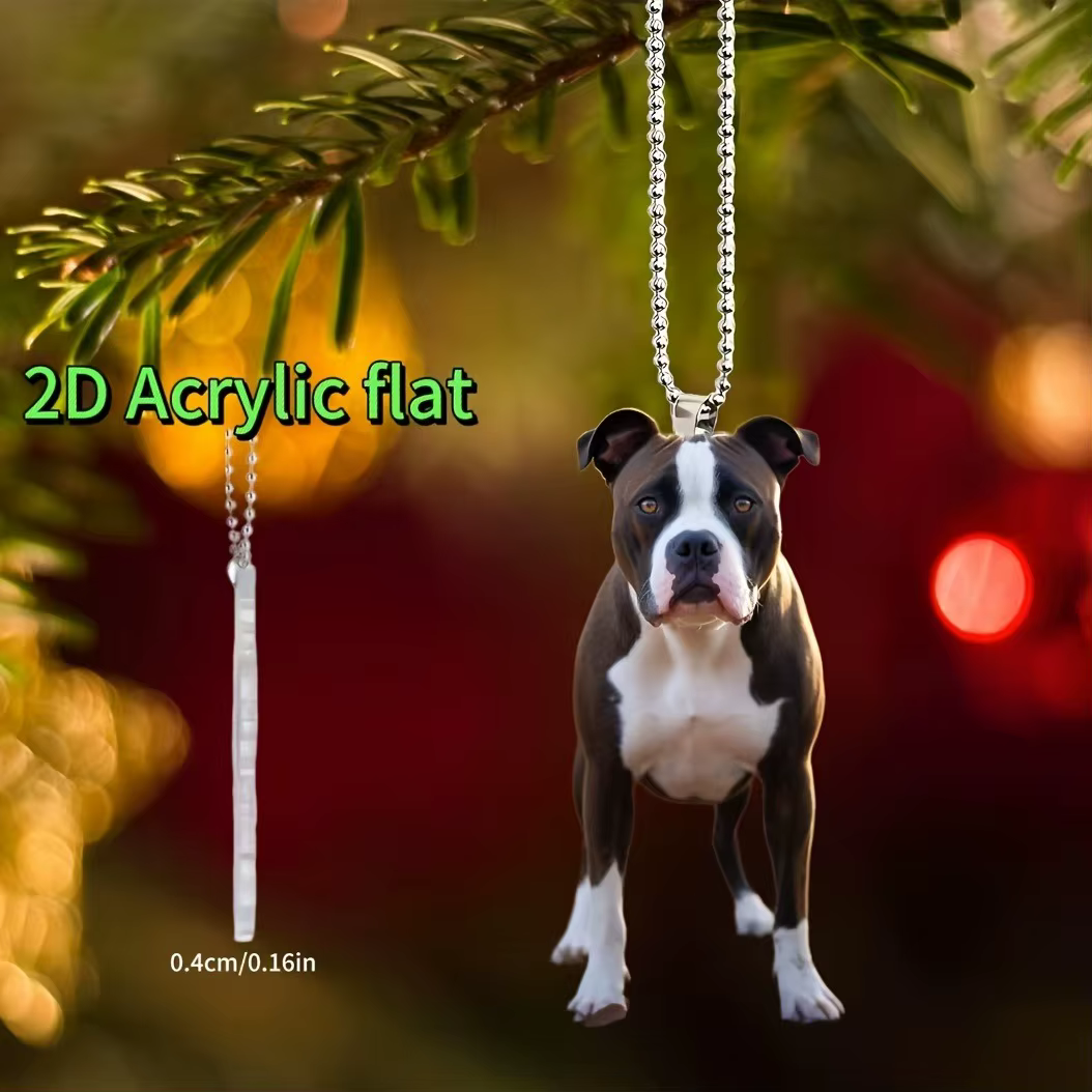 Porte-clés bouledogue Unique 2D en acrylique, pendentif mignon, chiot plat, breloque polyvalente, dé