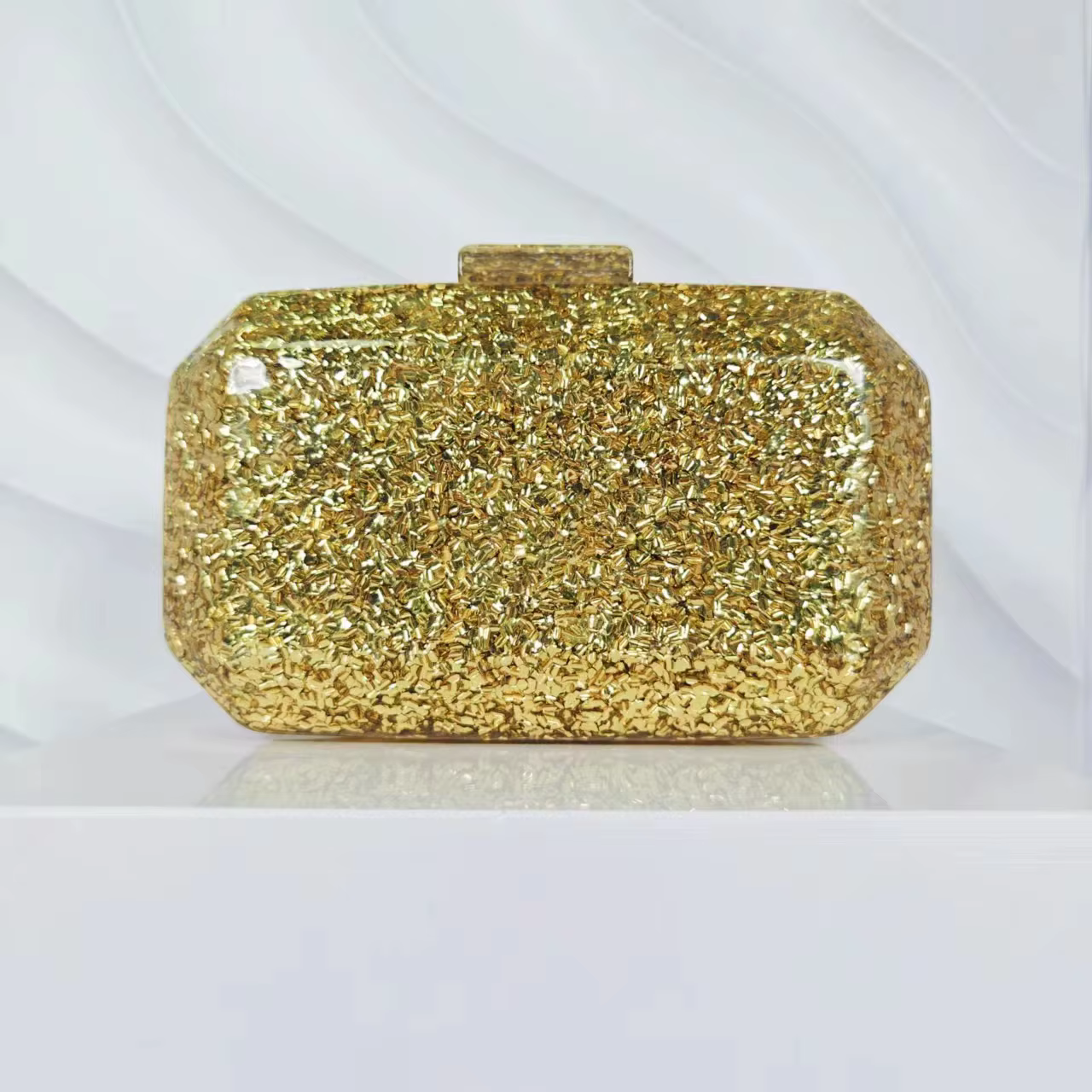 Sac de soirée à bandoulière en marbre acrylique pour femmes, petit carré de plage, sac à main doré d