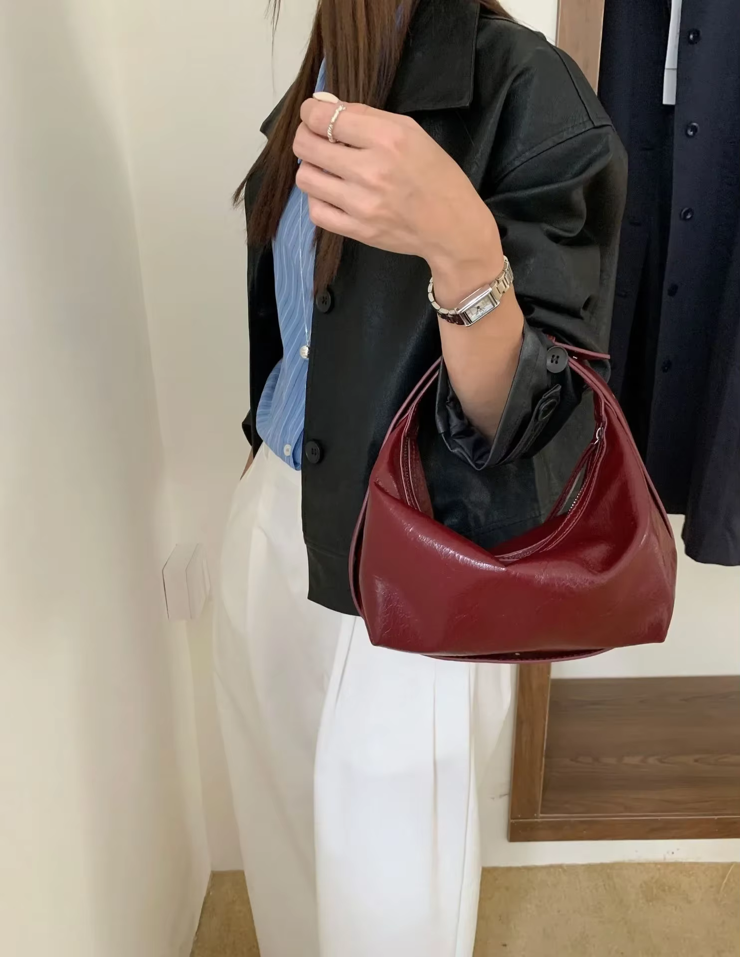 Vintage fourre-tout sac à bandoulière décontracté femmes sac à main à bandoulière en cuir PU café ré