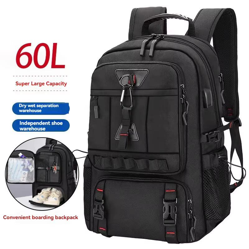Sac à dos de voyage extensible pour ordinateur portable de grande capacité 60L, grand sac à dos d'af