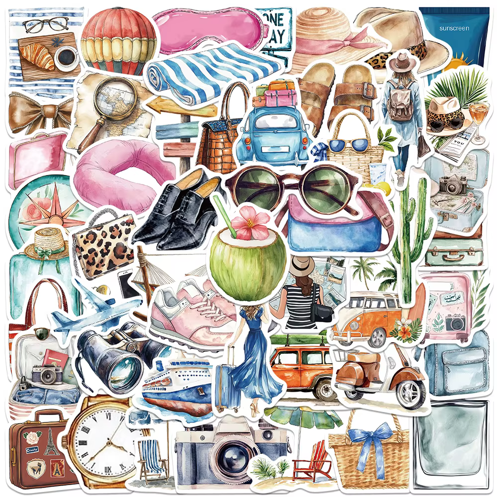 Autocollant thème voyage d'été, étiquette Cool, bord de mer, plage, pour Journal, valise, papeterie,