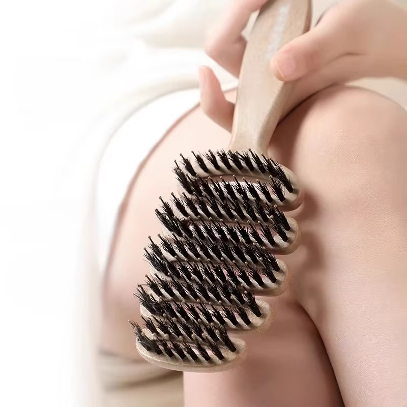 Brosse à cheveux en poils de sanglier, peigne antistatique, peigne de Massage de coiffure, brosse à 