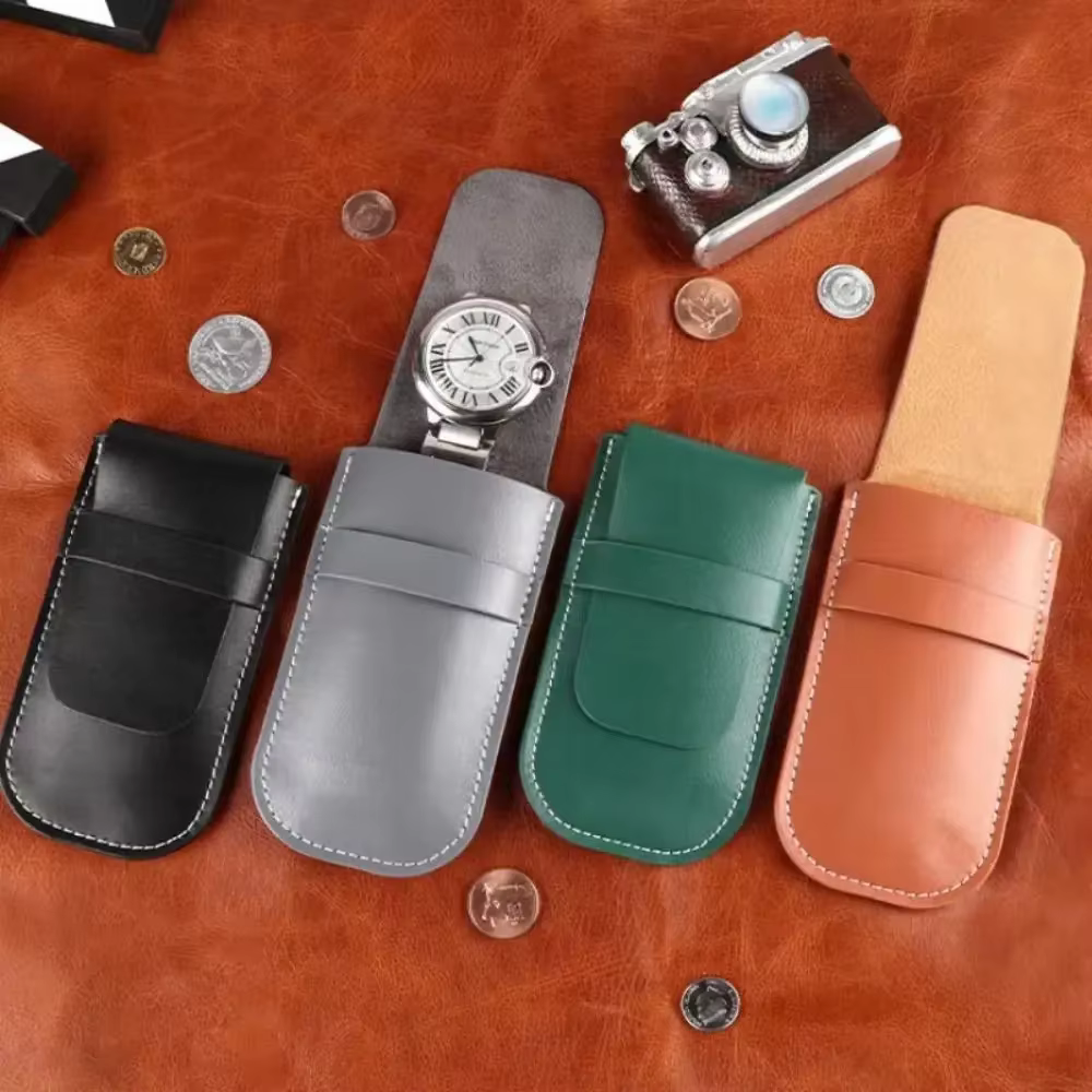 Sac de montre organisateur accessoires de montre sac cadeau Anti-poussière sacs en flanelle et cuir 