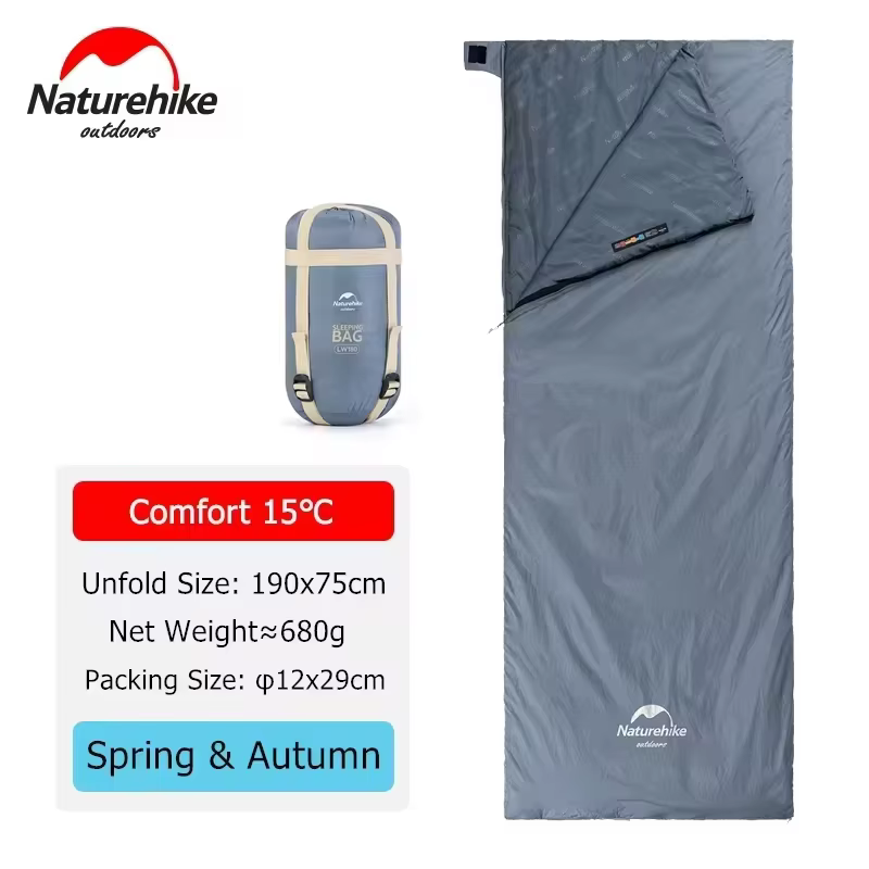 Sac de couchage Naturehike pour le camping, ultraléger LW180, imperméable, pour la randonnée, les vo