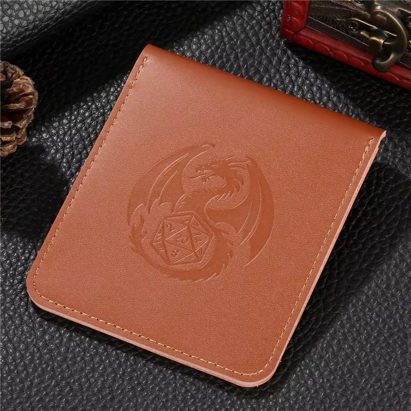 Sac en cuir marron à motif de Dragon gravé, sac de rangement Portable pour montre de poche, dés de j
