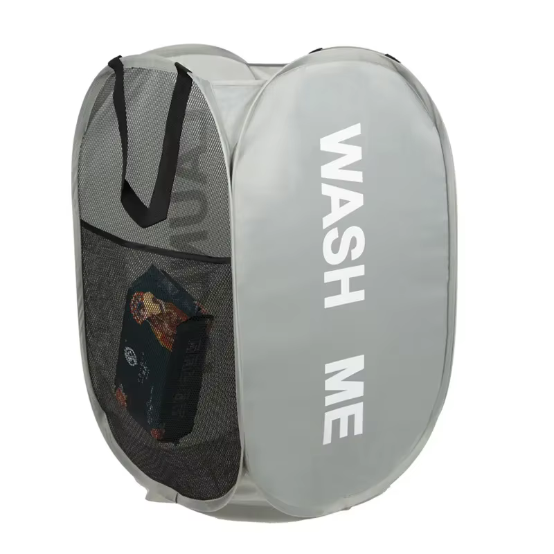 Mir à linge portable en maille, ouverture large, respirant, pliable et peu encombrant