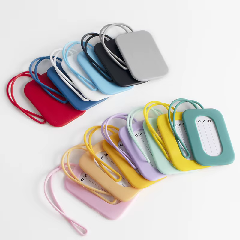 Étiquettes de bagage de voyage en silicone, porte-nom et porte-carte d'identité, étiquette de valise