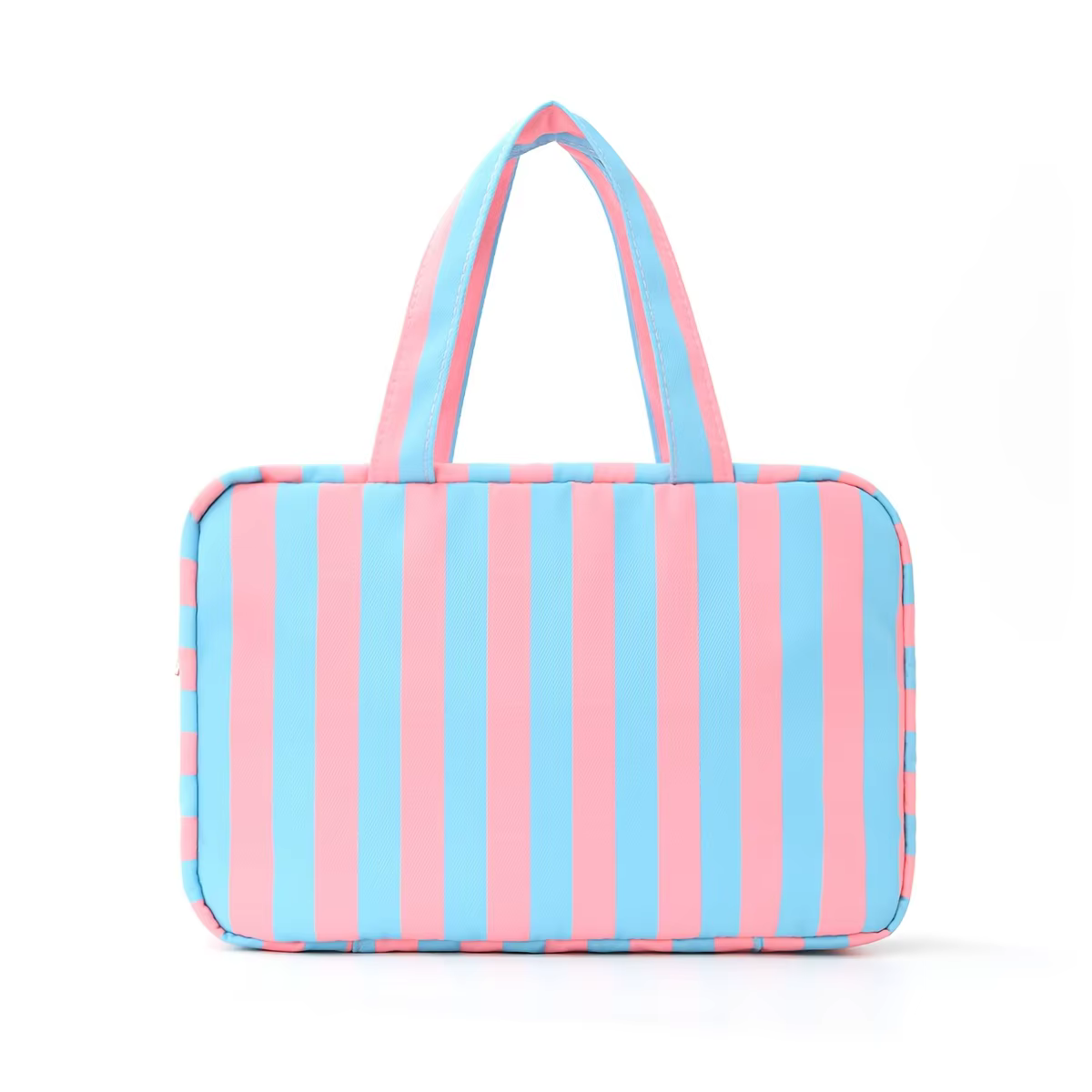 Trousse de toilette unisexe rayée - Trousse de toilette de voyage grande capacité avec crochet, plia