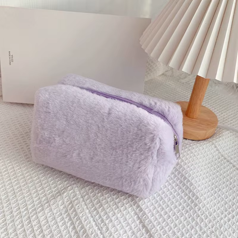 Sac à cosmétiques en peluche, sac de rangement pratique, trousse de toilette de grande capacité, sac