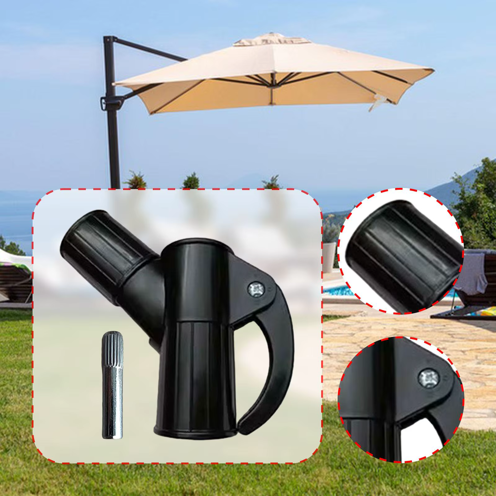 Accessoires de parasol de Patio, pièces de Parasol, parapluie pratique, léger et robuste