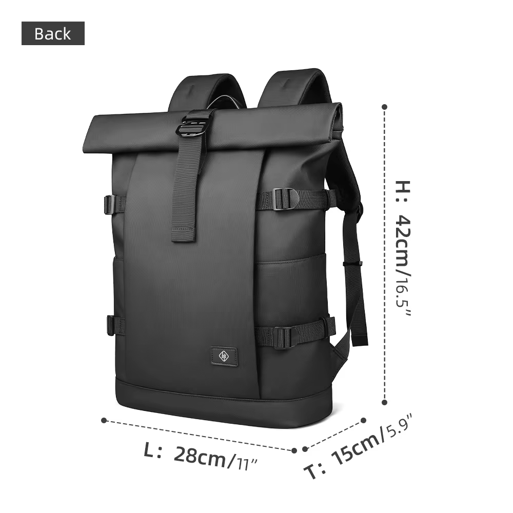HK sac à dos étanche à roulettes pour hommes grande capacité extensible 17 pouces pochette d'ordinat