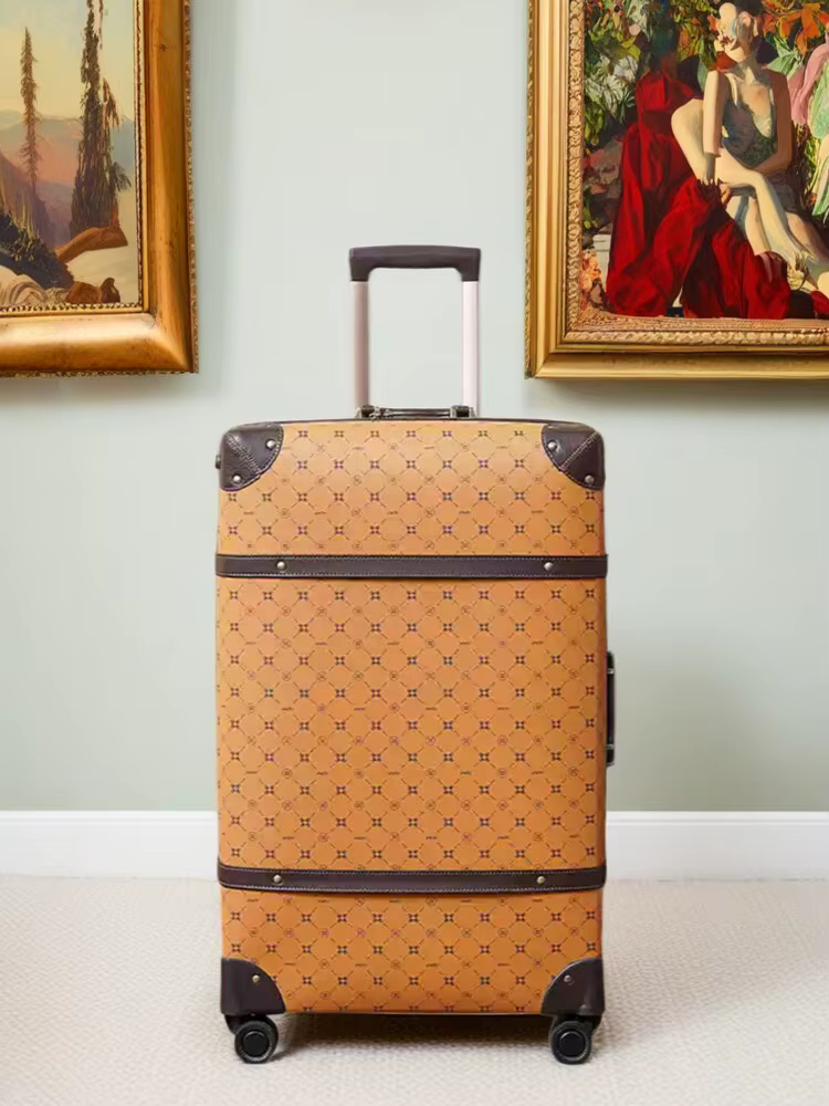 Ensemble de bagages roulants Vintage en cuir PU, 2 pièces, pour femmes et hommes, valise trolley de 