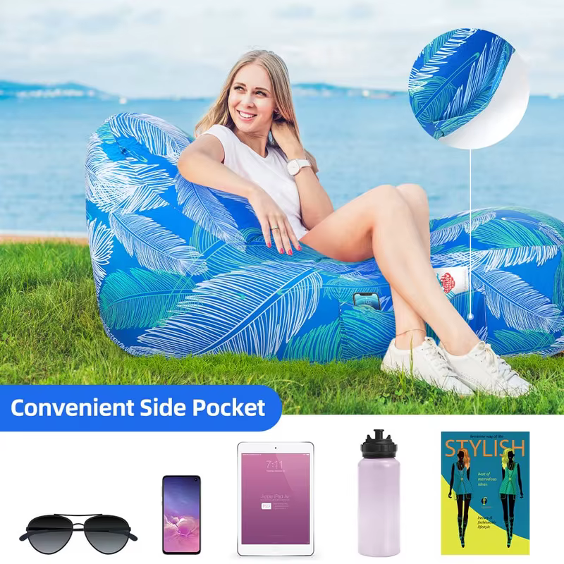 Chaise de plage en plein Air, sac de couchage de Camping à pliage rapide, canapé gonflable étanche, 