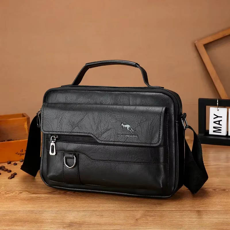Sac à bandoulière décontracté en cuir pour hommes, sacs de messager de marque kangourou de luxe, mar
