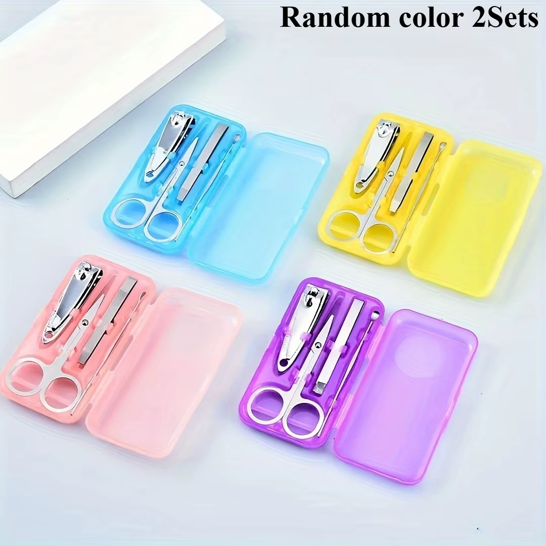 Kit de manucure 4-en-1 en métal pour adultes, avec étui, emballé individuellement, pour voyage et us