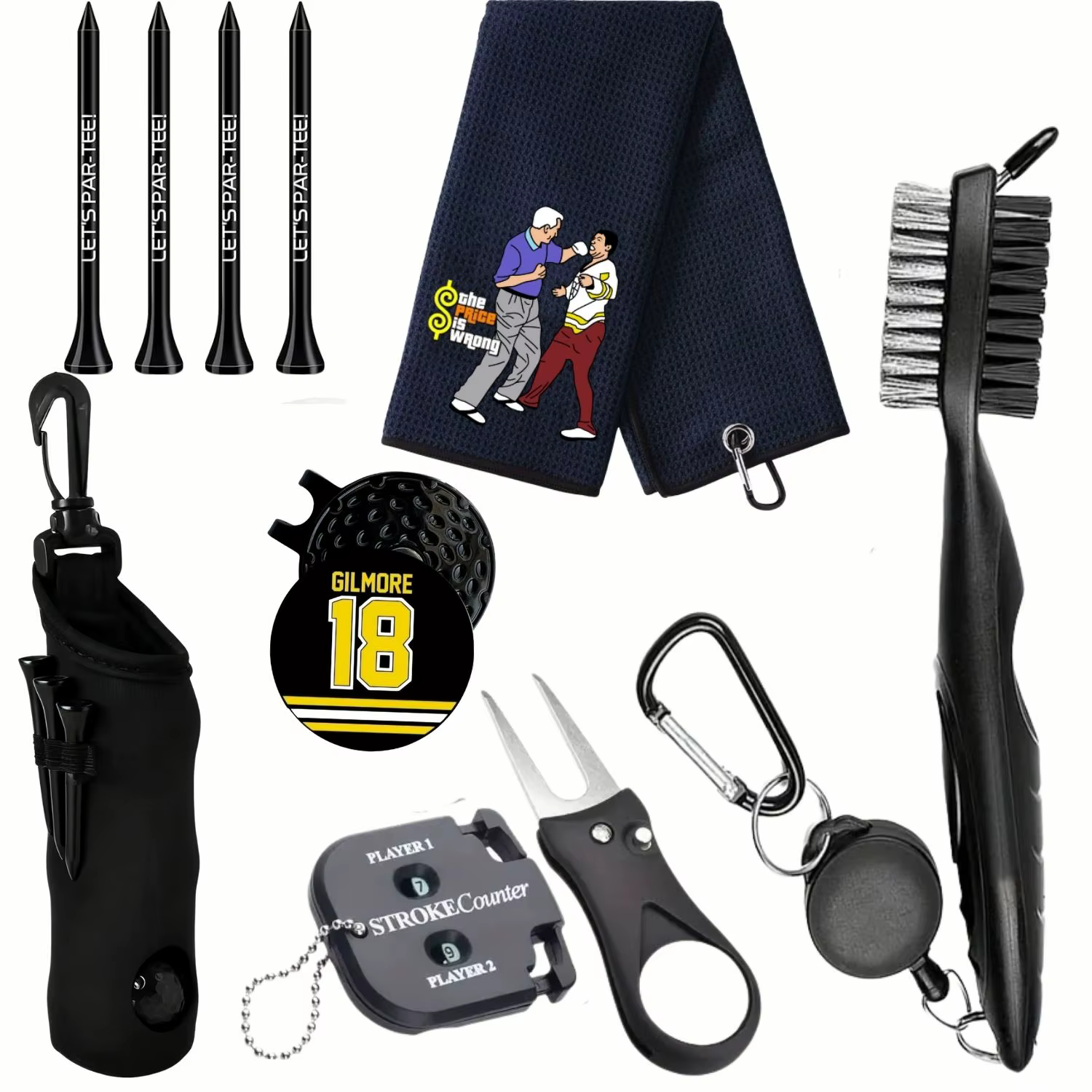 Kit d'accessoires de golf pour hommes 7 pièces - Complet tout-en-un, marqueur de score, outil de rép