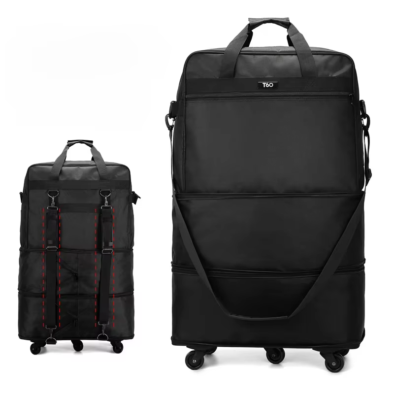 2025 nouveau sac de bagage à main pliable et extensible, sac de voyage à roulettes universel, grande