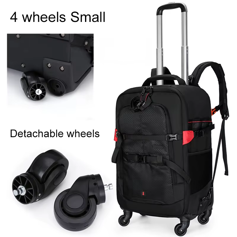 Sac à dos de photographie sur roulettes, sacoche professionnelle pour appareil photo, valise de voya