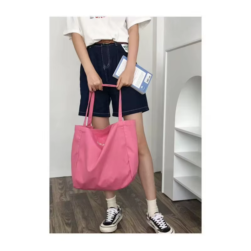 Sac en toile couleur bonbon avec lettres, sac de shopping à main et à bandoulière, sac de voyage éco