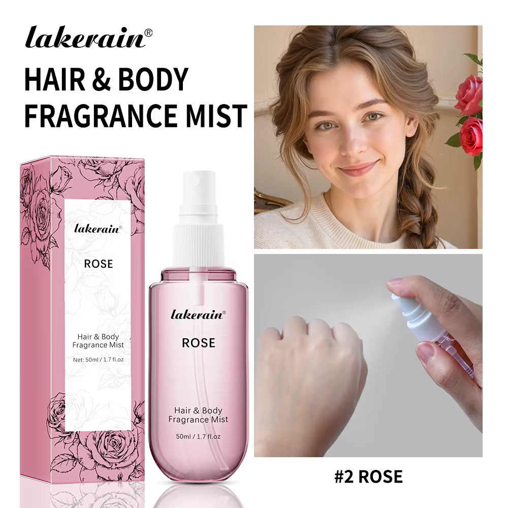 Spray de parfum Rose vanille, 2 pièces, brume de parfum pour cheveux et corps, parfum frais longue d