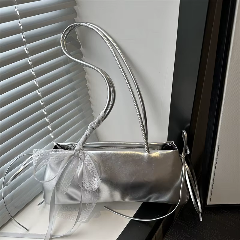 Sac carré français élégant avec nœud coréen, sac de haute qualité en Pu, Niche Simple Style Ballet, 