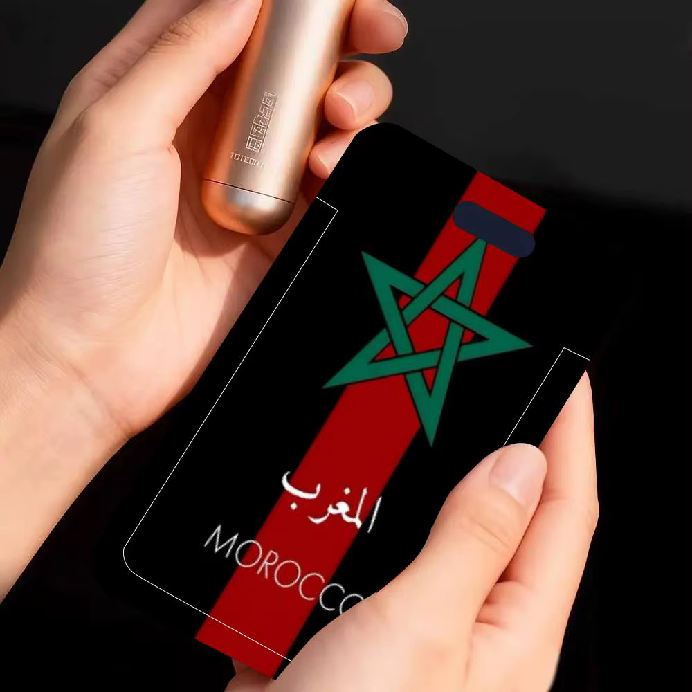 Porte-carte d'identité avec carte du Maroc et drapeau, cordon tour de cou, porte-badge, porte-clés, 