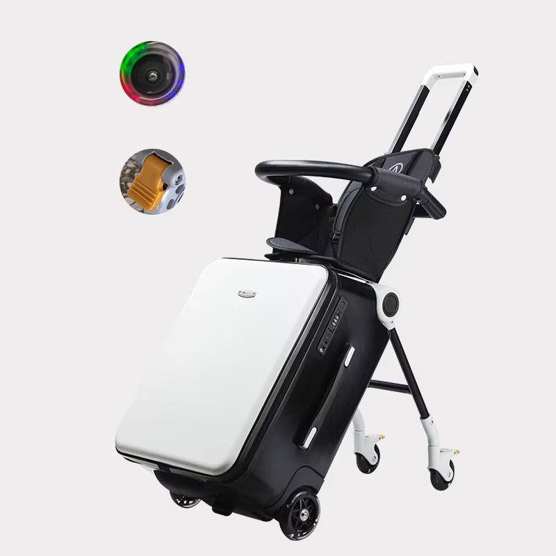 Valise pour enfants avec roulettes, grandes valises avec conception de siège enfant, bagage à main r
