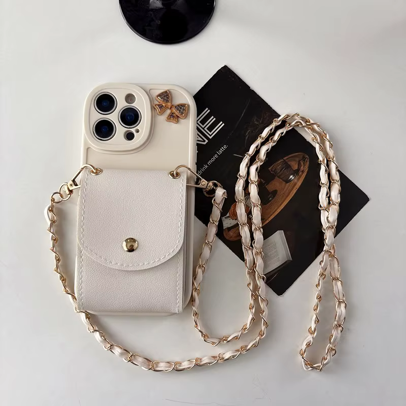 Coque de téléphone avec chaîne portefeuille avec lanière, étui souple pour Huawei P80 Pura 80 70 Ult