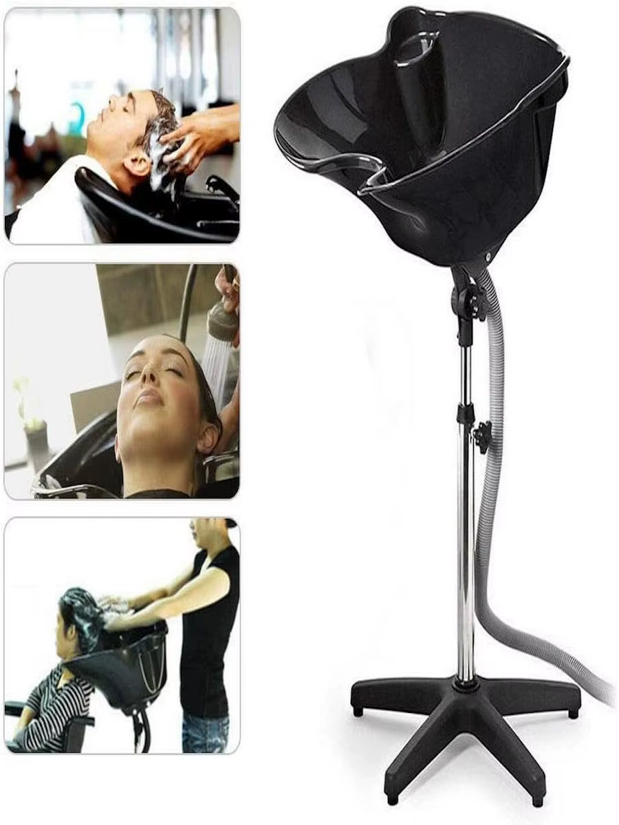 Bac à shampoing portable pour salon de coiffure avec hauteur réglable et drain – Évier de lavage de 