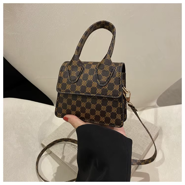 Sac à main carré rétro imprimé tendance pour femme, mini sac à bandoulière, design quadrillé simple,