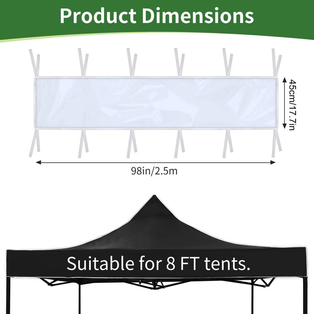 Gouttière de toit 250*45cm pour tente de camping, en PVC transparent, avec protection amovible, pour