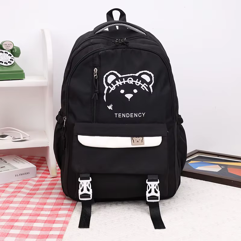 Sac à dos en Nylon imprimé ours, sac d'école de grande capacité pour étudiants, sac à dos de loisirs