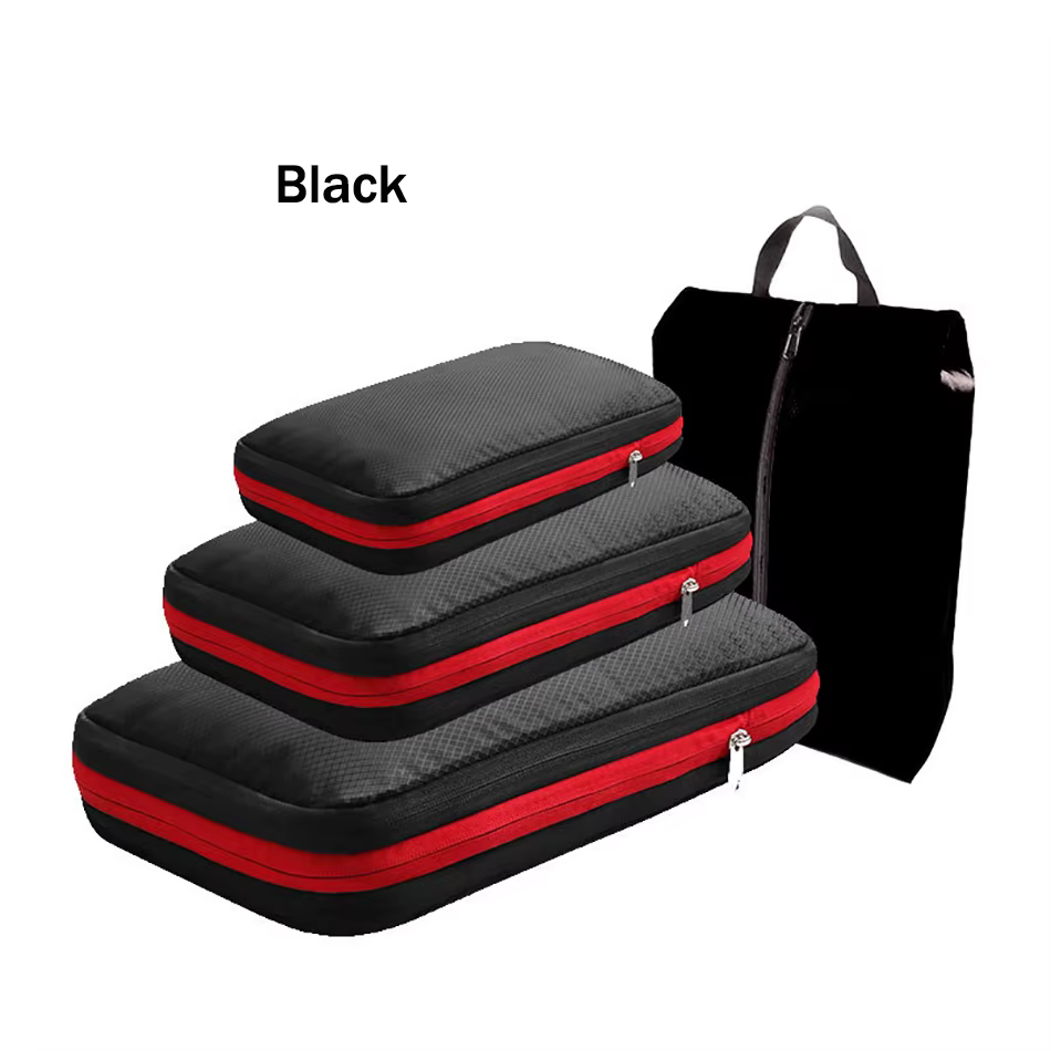 Cubes d'emballage à Compression de voyage avec sac à chaussures, organisateur pliable Portable, poch