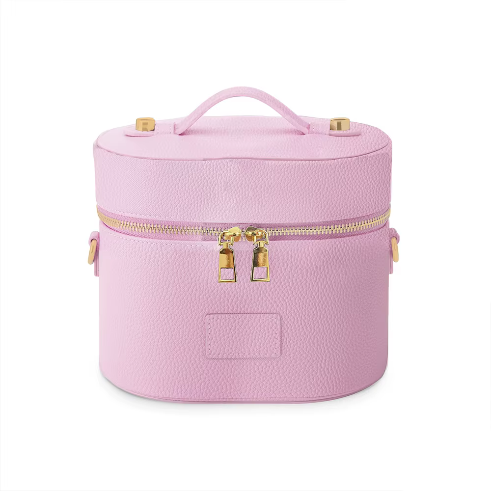 Sac cosmétique en cuir PU personnalisé avec nom : simple, portable, bandoulière, à porter à la main,