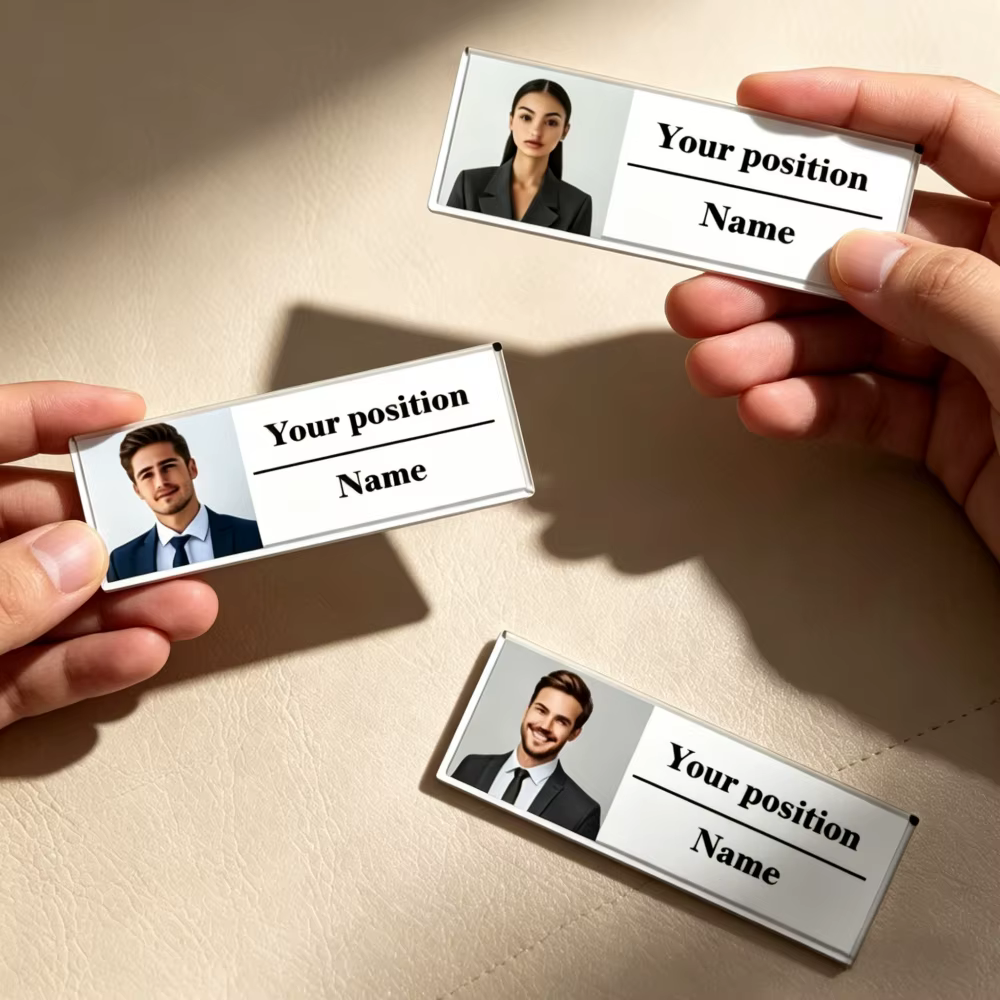 Badge nominatif personnalisé sur mesure, broche d'identification professionnelle, badge de travail e